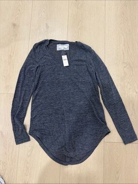 Anthropologie Pure + Good Heathered Blue Scoop Neck Tee XS
